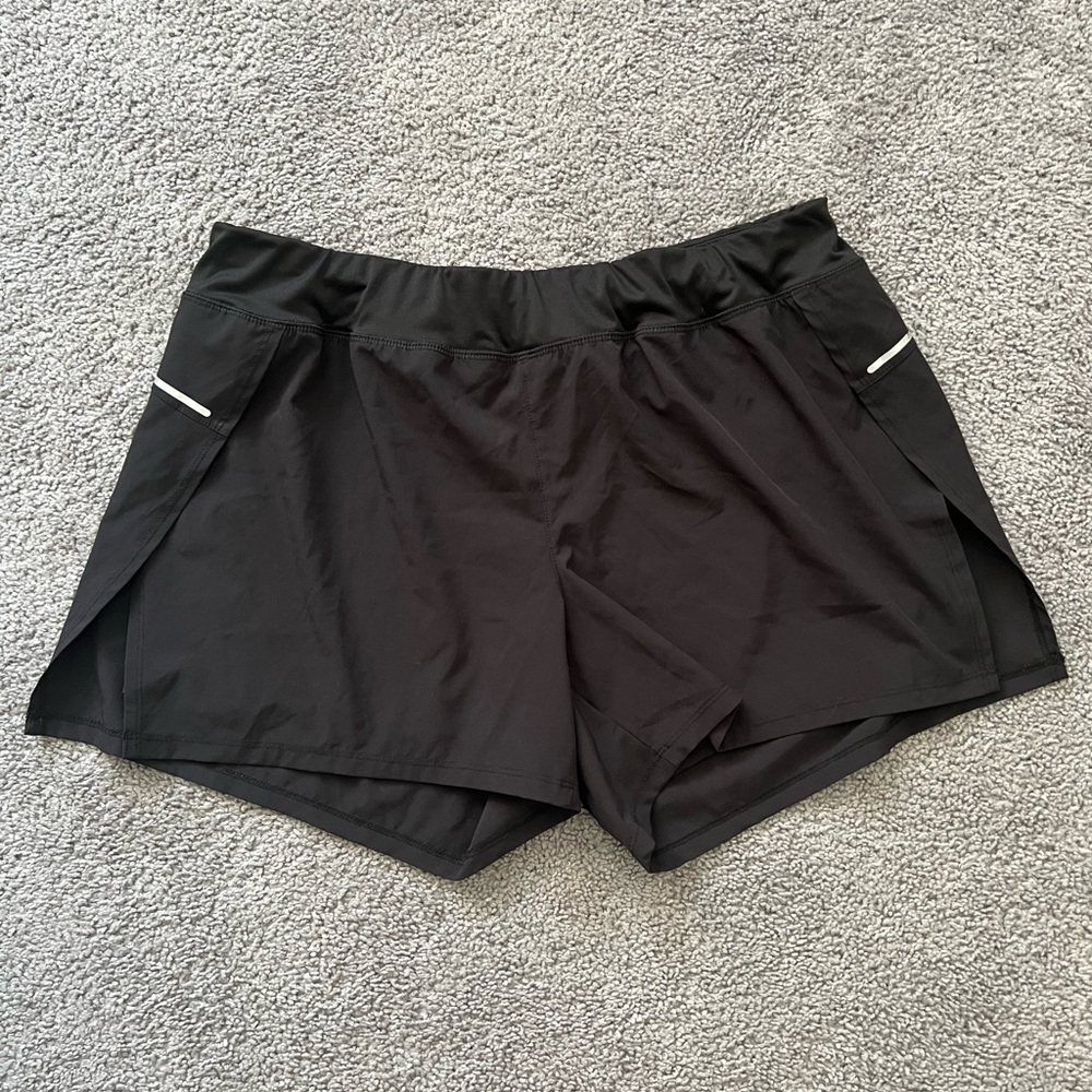 Avia XL black workout shorts with built in biker shorts and slit hem sides